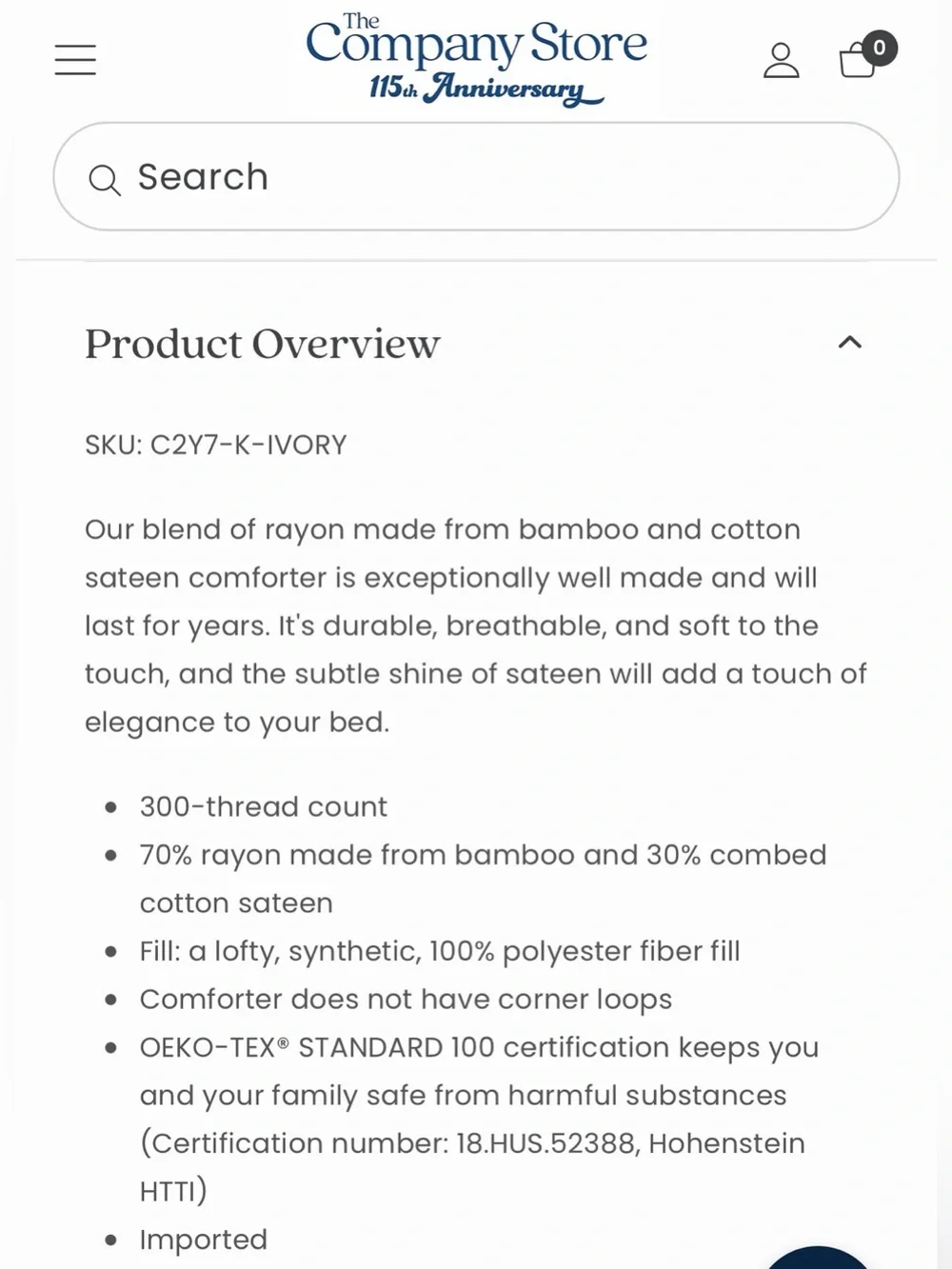 New Company Cotton Bamboo Comforter- King/Cali King